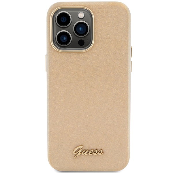 iTok webáruház - Guess Guess Glitter Glossy Script tok iPhone 15 Pro Max készülékhez (arany) 3 Guess Glitter Glossy Script case for iPhone 15 Pro Max (arany)