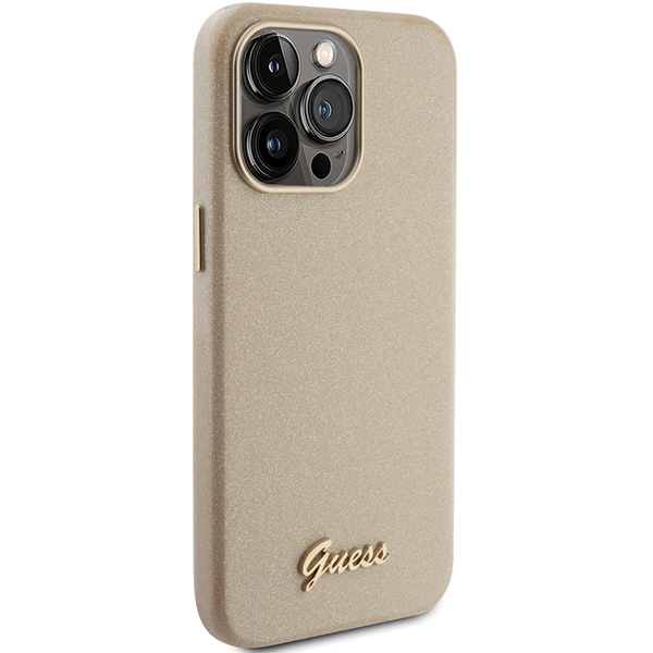 iTok webáruház - Guess Guess Glitter Glossy Script tok iPhone 15 Pro Max készülékhez (arany) 4 Guess Glitter Glossy Script case for iPhone 15 Pro Max (arany)