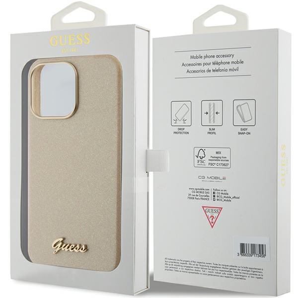 iTok webáruház - Guess Guess Glitter Glossy Script tok iPhone 15 Pro Max készülékhez (arany) 8 Guess Glitter Glossy Script case for iPhone 15 Pro Max (arany)