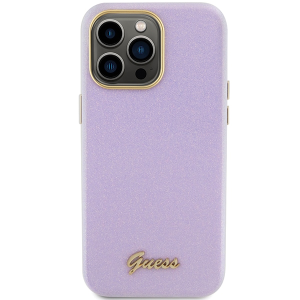 iTok webáruház - Guess Guess Glitter Glossy Script tok iPhone 15 Pro Max készülékhez (orgonalila) 3 Guess Glitter Glossy Script case for iPhone 15 Pro Max (orgonalila)