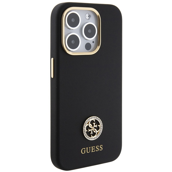 iTok webáruház - Guess Guess Silicone Logo Strass 4G tok iPhone 15 Pro Max készülékhez (fekete) 4 Guess Silicone Logo Strass 4G case for iPhone 15 Pro Max (fekete)