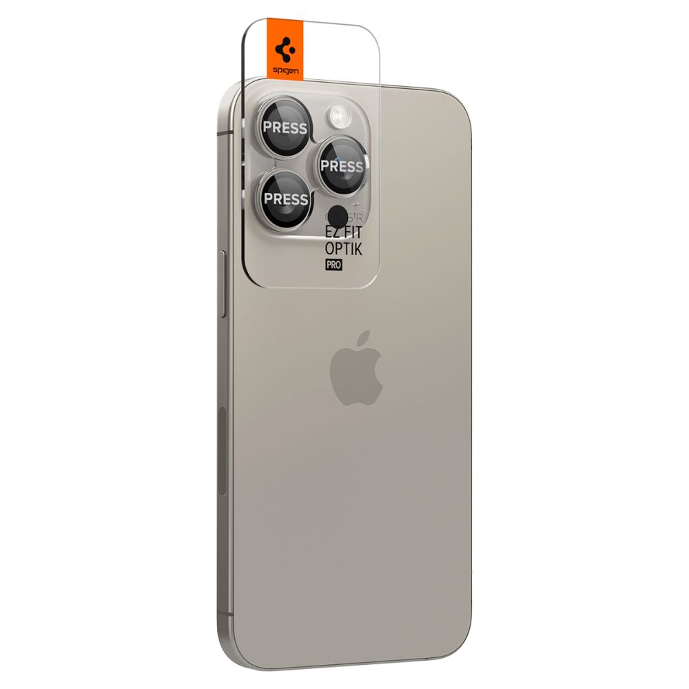iTok webáruház - Spigen Spigen Optik.TR EZ Fit kameravédő üveg iPhone 14 Pro / Pro Max / 15 Pro / Pro Max készülékekhez – Natural Titanium, 2 db 2 Spigen Optik.tR EZ Fit Camera Protector for iPhone 14 Pro / Pro Max / 15 Pro / Pro Max - Natural Titanium 2 pcs.