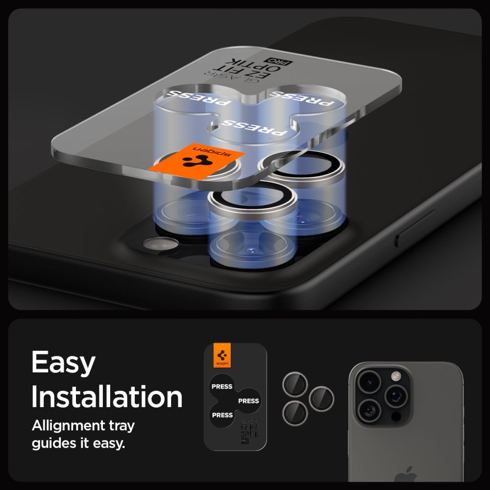 iTok webáruház - Spigen Spigen Optik.TR EZ Fit kameravédő üveg iPhone 14 Pro / Pro Max / 15 Pro / Pro Max készülékekhez – Natural Titanium, 2 db 8 Spigen Optik.tR EZ Fit Camera Protector for iPhone 14 Pro / Pro Max / 15 Pro / Pro Max - Natural Titanium 2 pcs.