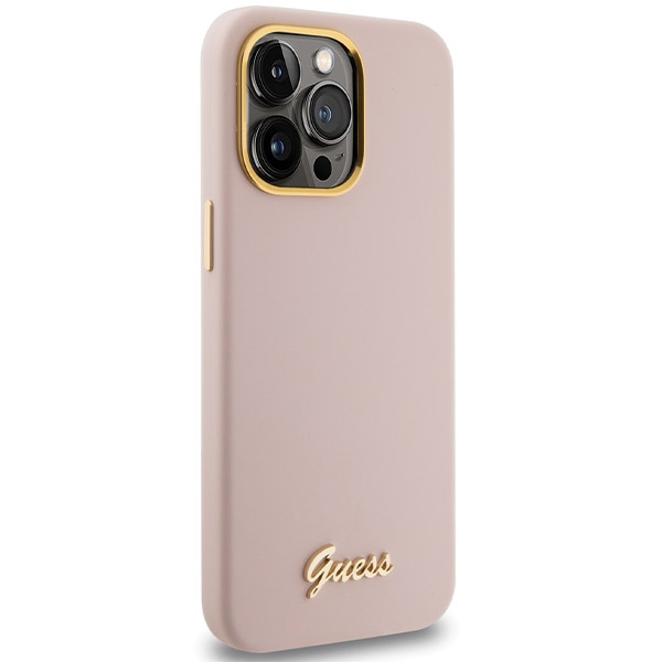 iTok webáruház - Guess Guess Silicone Script Metal Logo & Frame case for iPhone 15 Pro Max (rózsaszín) 4 Guess Silicone Script Metal Logo & Frame case for iPhone 15 Pro Max (rózsaszín)