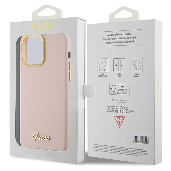 iTok webáruház - Guess Guess Silicone Script Metal Logo & Frame case for iPhone 15 Pro Max (rózsaszín) 8 Guess Silicone Script Metal Logo & Frame case for iPhone 15 Pro Max (rózsaszín)