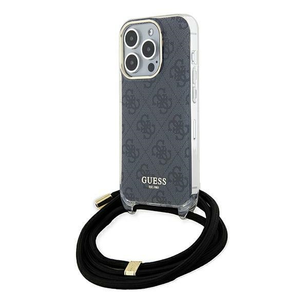 iTok webáruház - Guess Guess Crossbody Cord 4G Print tok iPhone 15 Pro Max készülékhez (fekete) 1 Guess Crossbody Cord 4G Print case for iPhone 15 Pro Max (fekete)