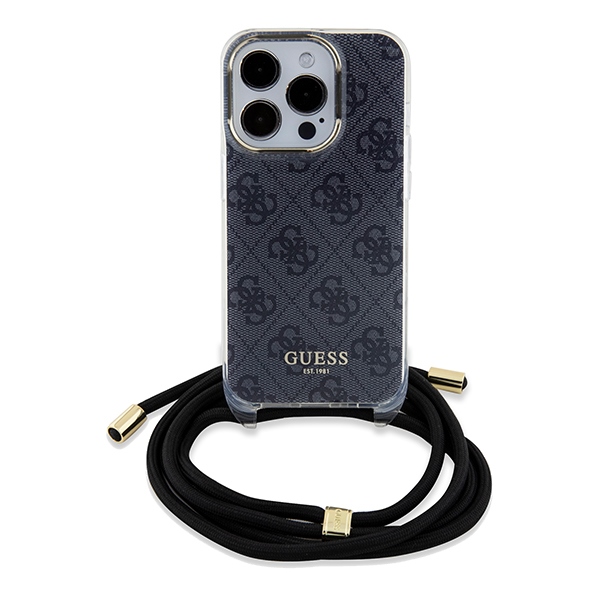 iTok webáruház - Guess Guess Crossbody Cord 4G Print tok iPhone 15 Pro Max készülékhez (fekete) 2 Guess Crossbody Cord 4G Print case for iPhone 15 Pro Max (fekete)