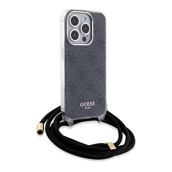 iTok webáruház - Guess Guess Crossbody Cord 4G Print tok iPhone 15 Pro Max készülékhez (fekete) 3 Guess Crossbody Cord 4G Print case for iPhone 15 Pro Max (fekete)