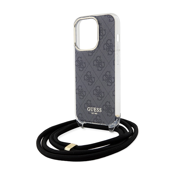 iTok webáruház - Guess Guess Crossbody Cord 4G Print tok iPhone 15 Pro Max készülékhez (fekete) 5 Guess Crossbody Cord 4G Print case for iPhone 15 Pro Max (fekete)