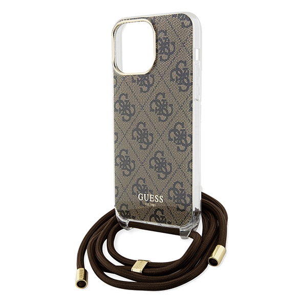 iTok webáruház - Guess Guess Crossbody Cord 4G Print tok iPhone 15 Pro Max készülékhez (barna) 5 Guess Crossbody Cord 4G Print case for iPhone 15 Pro Max (barna)