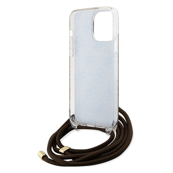 iTok webáruház - Guess Guess Crossbody Cord 4G Print tok iPhone 15 Pro Max készülékhez (barna) 6 Guess Crossbody Cord 4G Print case for iPhone 15 Pro Max (barna)