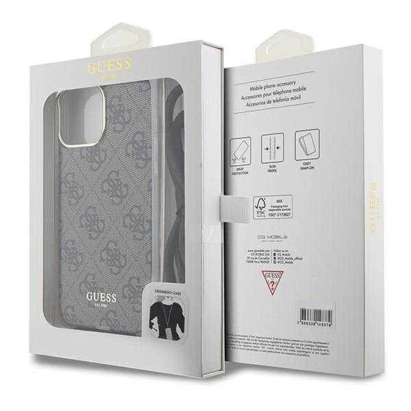 iTok webáruház - Guess Guess Crossbody Cord 4G Print tok iPhone 15 Pro Max készülékhez (barna) 7 Guess Crossbody Cord 4G Print case for iPhone 15 Pro Max (barna)