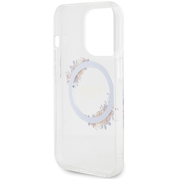 iTok webáruház - Guess Guess IML Flowers Wreath MagSafe tok iPhone 15 Pro Max készülékhez (átlátszó) 7 Guess IML Flowers Wreatch MagSafe iPhone 15 Pro Max Case (átlátszó)