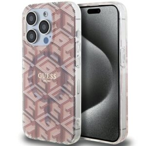 Guess IML GCube MagSafe tok iPhone 15 Pro Max készülékhez (rózsaszín)
