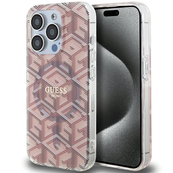 iTok webáruház - Guess Guess IML GCube MagSafe tok iPhone 15 Pro Max készülékhez (rózsaszín) 1 Guess IML GCube MagSafe case for iPhone 15 Pro Max (rózsaszín)