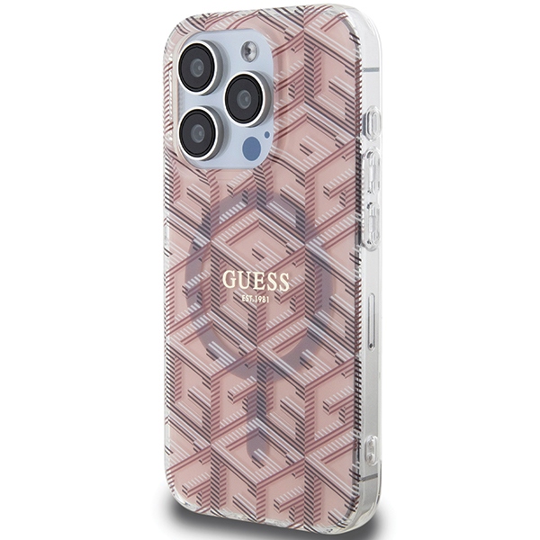 iTok webáruház - Guess Guess IML GCube MagSafe tok iPhone 15 Pro Max készülékhez (rózsaszín) 2 Guess IML GCube MagSafe case for iPhone 15 Pro Max (rózsaszín)