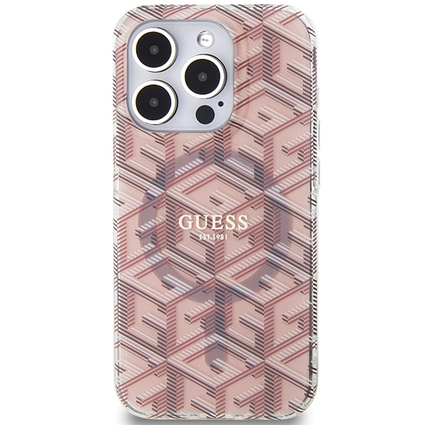 iTok webáruház - Guess Guess IML GCube MagSafe tok iPhone 15 Pro Max készülékhez (rózsaszín) 3 Guess IML GCube MagSafe case for iPhone 15 Pro Max (rózsaszín)
