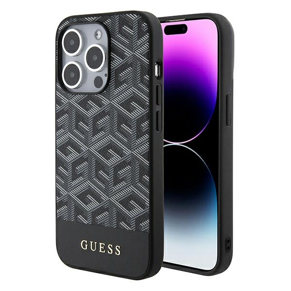 iTok webáruház - Guess Guess GCube Stripes MagSafe tok iPhone 15 Pro Max készülékhez (fekete) 1 Guess GCube Stripes MagSafe case for iPhone 15 Pro Max (fekete)