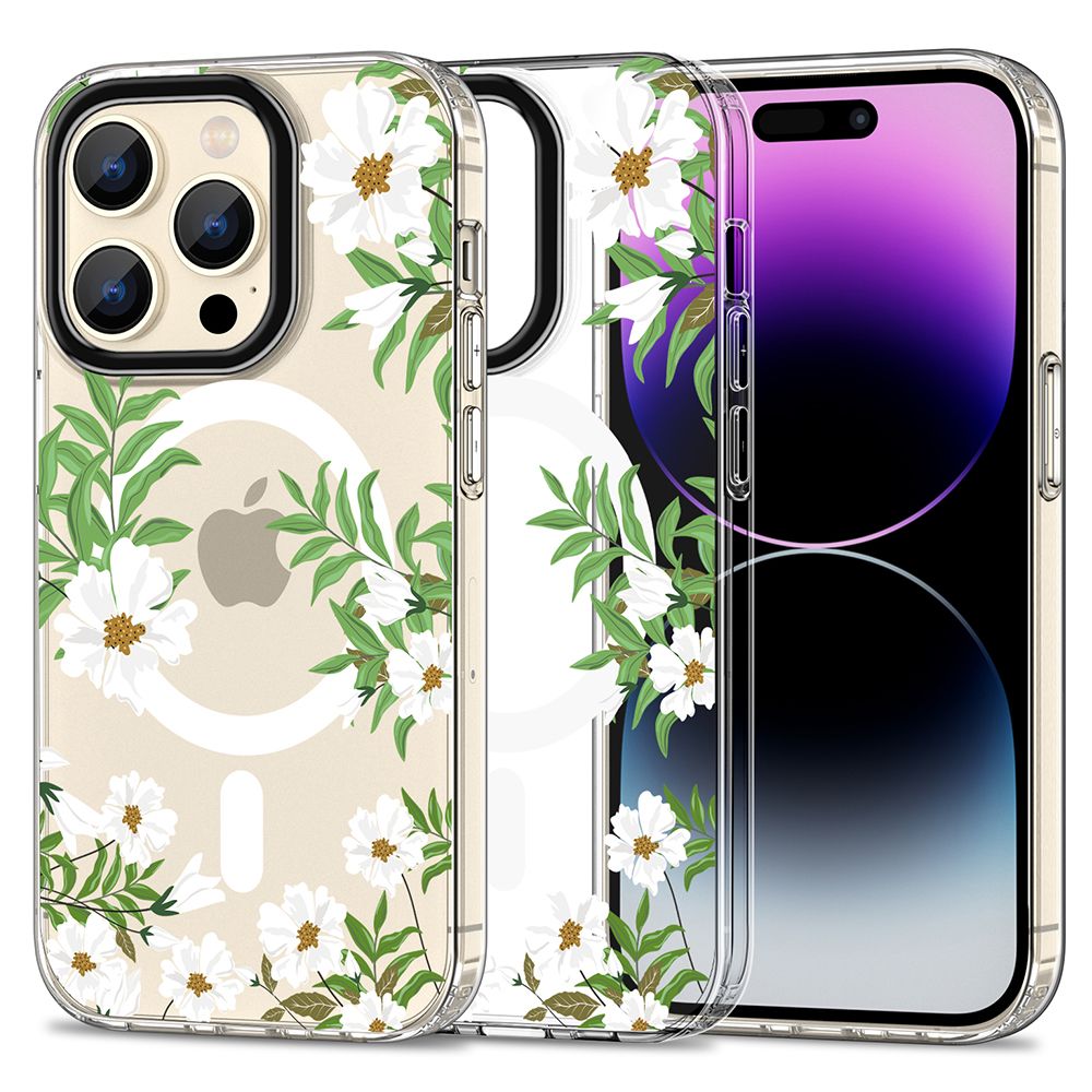 iTok webáruház - Tech-Protect Tech-Protect MagMood MagSafe tok iPhone 15 Pro Max készülékhez – margaréták és levelek 1 Tech-Protect MagMood MagSafe iPhone 15 Pro Max Case - Daisies with Leaves