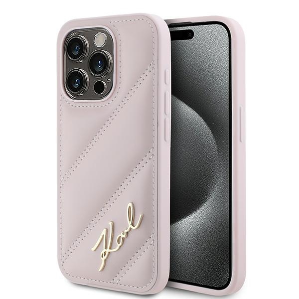 iTok webáruház - Karl Lagerfeld Karl Lagerfeld Diagonal Quilted Script tok iPhone 15 Pro Max készülékhez (rózsaszín) 1 Karl Lagerfeld Diagonal Quilted Script case for iPhone 15 Pro Max (rózsaszín)