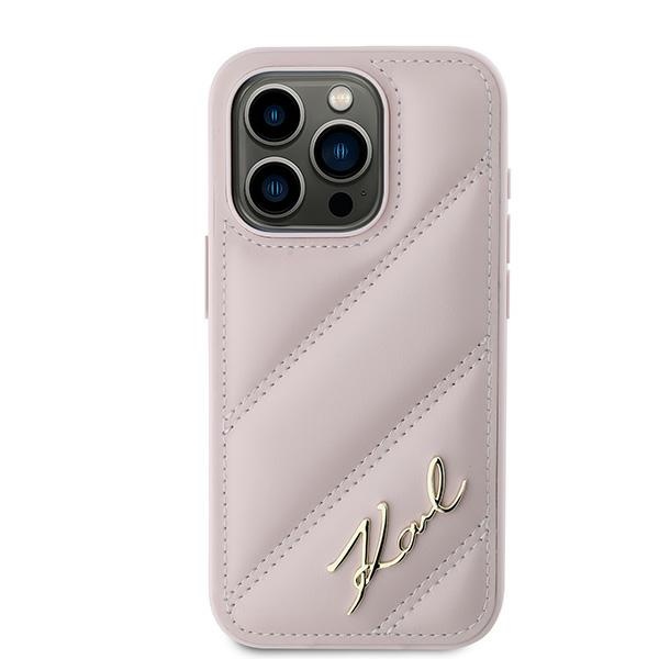 iTok webáruház - Karl Lagerfeld Karl Lagerfeld Diagonal Quilted Script tok iPhone 15 Pro Max készülékhez (rózsaszín) 3 Karl Lagerfeld Diagonal Quilted Script case for iPhone 15 Pro Max (rózsaszín)
