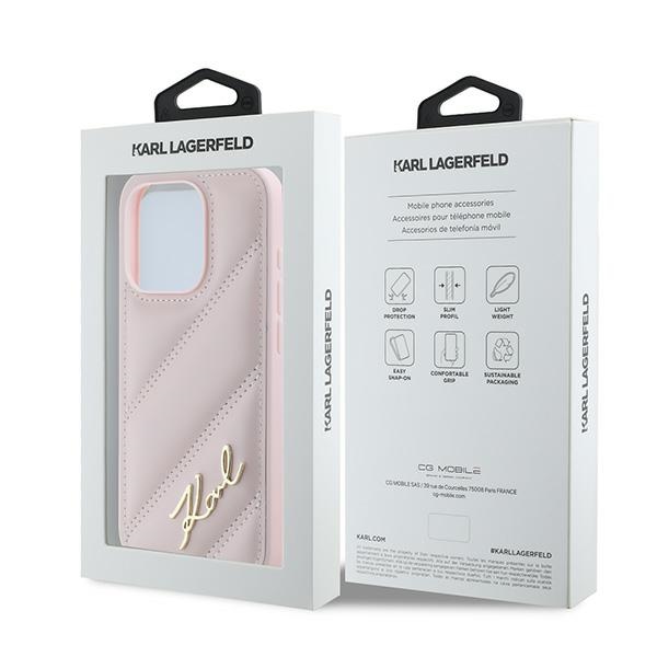 iTok webáruház - Karl Lagerfeld Karl Lagerfeld Diagonal Quilted Script tok iPhone 15 Pro Max készülékhez (rózsaszín) 8 Karl Lagerfeld Diagonal Quilted Script case for iPhone 15 Pro Max (rózsaszín)