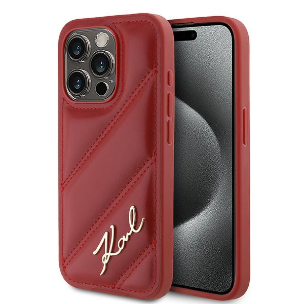 iTok webáruház - Karl Lagerfeld Karl Lagerfeld Diagonal Quilted Script tok iPhone 15 Pro Max készülékhez (piros) 1 Karl Lagerfeld Diagonal Quilted Script case for iPhone 15 Pro Max (piros)