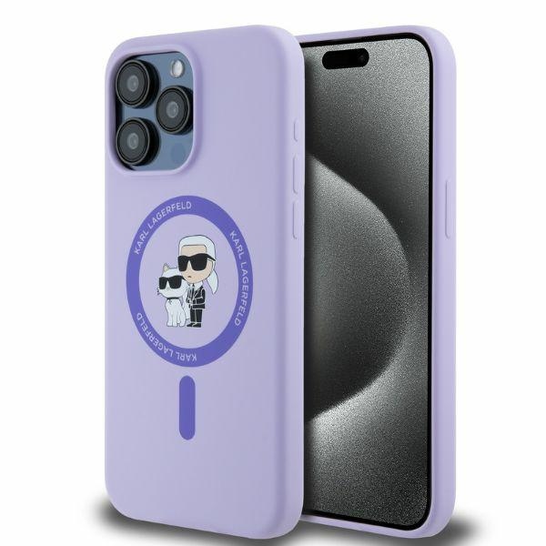 iTok webáruház - Karl Lagerfeld Karl Lagerfeld Silicone Karl&Choupette Heads Ring MagSafe tok iPhone 15 Pro Max készülékhez (lila) 1 Karl Lagerfeld Silicone Karl&Choupette Heads Ring MagSafe Case for iPhone 15 Pro Max (lila)