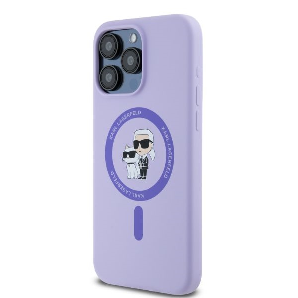 iTok webáruház - Karl Lagerfeld Karl Lagerfeld Silicone Karl&Choupette Heads Ring MagSafe tok iPhone 15 Pro Max készülékhez (lila) 2 Karl Lagerfeld Silicone Karl&Choupette Heads Ring MagSafe Case for iPhone 15 Pro Max (lila)
