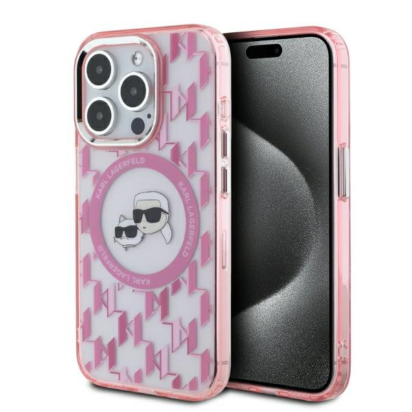 iTok webáruház - Karl Lagerfeld Karl Lagerfeld IML Monogram Karl & Choupette Head MagSafe tok iPhone 15 Pro Max készülékhez (rózsaszín) 1 Karl Lagerfeld IML Monogram Karl & Choupette Head MagSafe Case for iPhone 15 Pro Max (rózsaszín)
