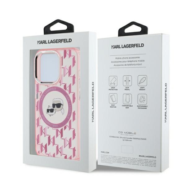 iTok webáruház - Karl Lagerfeld Karl Lagerfeld IML Monogram Karl & Choupette Head MagSafe tok iPhone 15 Pro Max készülékhez (rózsaszín) 5 Karl Lagerfeld IML Monogram Karl & Choupette Head MagSafe Case for iPhone 15 Pro Max (rózsaszín)