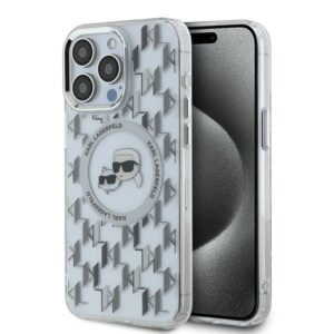 Karl Lagerfeld IML Monogram Karl & Choupette Head MagSafe tok iPhone 15 Pro Max készülékhez (átlátszó)