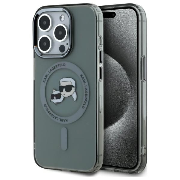 iTok webáruház - Karl Lagerfeld Karl Lagerfeld KLHMP15XHLSKCK iPhone 15 Pro Max 6,7 hüvelykes fekete tok MagSafe 1 Karl Lagerfeld KLHMP15XHLSKCK iPhone 15 Pro Max 6.7" black/black hardcase IML Metal Karl&Choupette Head MagSafe