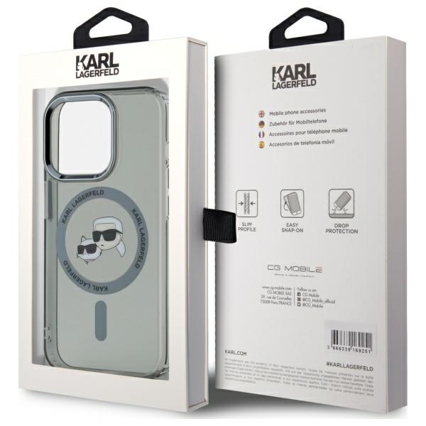 iTok webáruház - Karl Lagerfeld Karl Lagerfeld KLHMP15XHLSKCK iPhone 15 Pro Max 6,7 hüvelykes fekete tok MagSafe 8 Karl Lagerfeld KLHMP15XHLSKCK iPhone 15 Pro Max 6.7" black/black hardcase IML Metal Karl&Choupette Head MagSafe