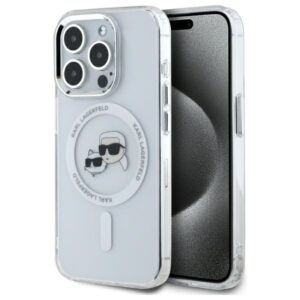 Karl Lagerfeld IML Metal Karl&Choupette Head MagSafe tok iPhone 15 Pro Max készülékhez (fehér)