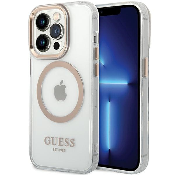 iTok webáruház - Guess Guess Metal Outline Magsafe tok iPhone 15 Pro Max készülékhez (arany) 1 Guess Metal Outline Magsafe iPhone 15 Pro Max Case (arany)