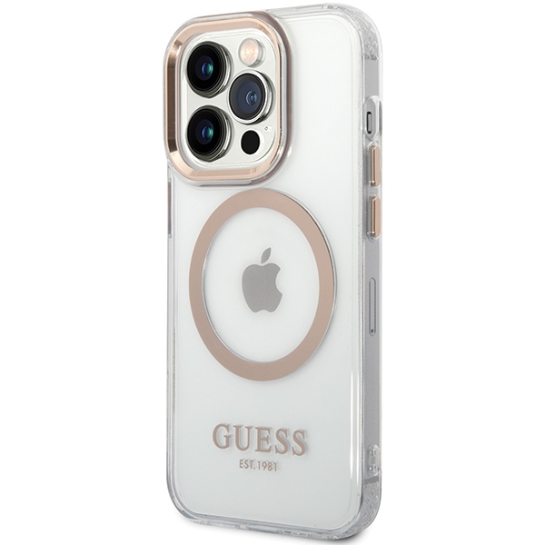 iTok webáruház - Guess Guess Metal Outline Magsafe tok iPhone 15 Pro Max készülékhez (arany) 2 Guess Metal Outline Magsafe iPhone 15 Pro Max Case (arany)