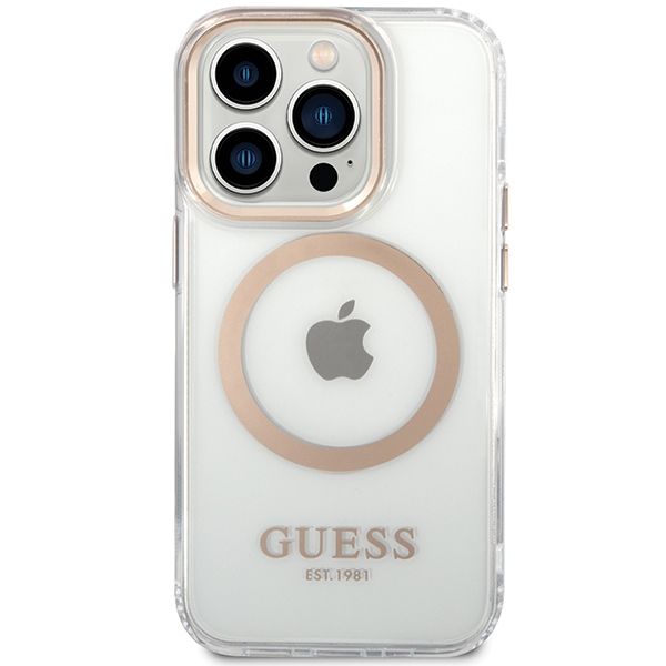 iTok webáruház - Guess Guess Metal Outline Magsafe tok iPhone 15 Pro Max készülékhez (arany) 3 Guess Metal Outline Magsafe iPhone 15 Pro Max Case (arany)