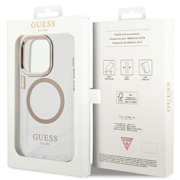 iTok webáruház - Guess Guess Metal Outline Magsafe tok iPhone 15 Pro Max készülékhez (arany) 8 Guess Metal Outline Magsafe iPhone 15 Pro Max Case (arany)