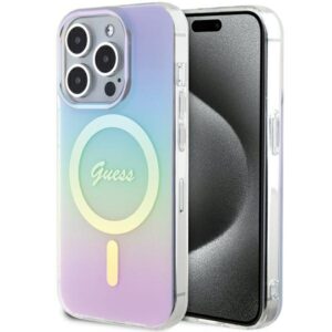 Guess GUHMP15XHITSU iPhone 15 Pro Max 6,7″ lila kemény tok IML Iridescent MagSafe
