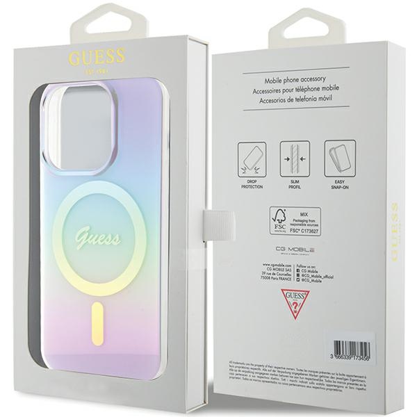 iTok webáruház - Guess Guess GUHMP15XHITSU iPhone 15 Pro Max 6,7" lila kemény tok IML Iridescent MagSafe 8 Guess GUHMP15XHITSU iPhone 15 Pro Max 6.7" purple/purple hardcase IML Iridescent MagSafe
