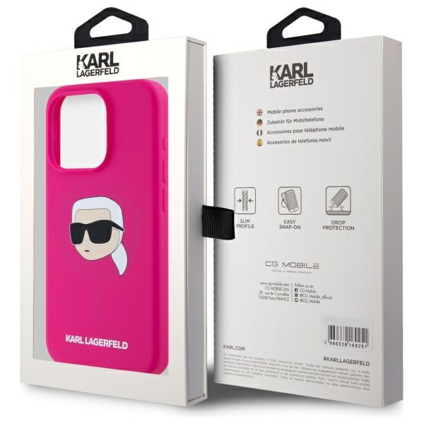 iTok webáruház - Karl Lagerfeld Karl Lagerfeld KLHMP15XSKHPPLF tok iPhone 15 Pro Max 6,7 hüvelykhez, fukszia 8 Karl Lagerfeld KLHMP15XSKHPPLF iPhone 15 Pro Max 6.7" fuchsia/fuschia hardcase Silicone Karl Head Print MagSafe
