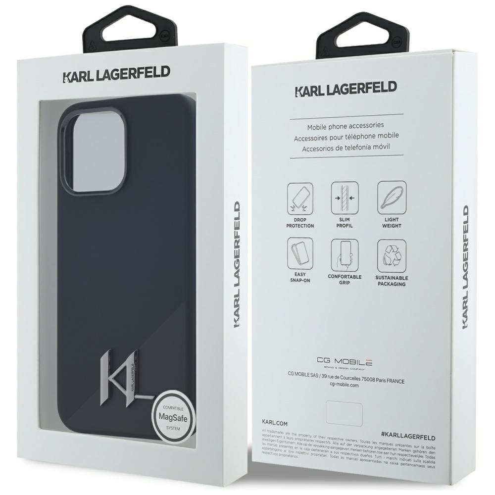 iTok webáruház - Karl Lagerfeld Karl Lagerfeld Silicone Shadow Metal Initial MagSafe szilikon tok iPhone 15 Pro Max készülékhez, fekete 8 Karl Lagerfeld Silicone Shadow Metal Initial MagSafe Case for iPhone 15 Pro Max Black