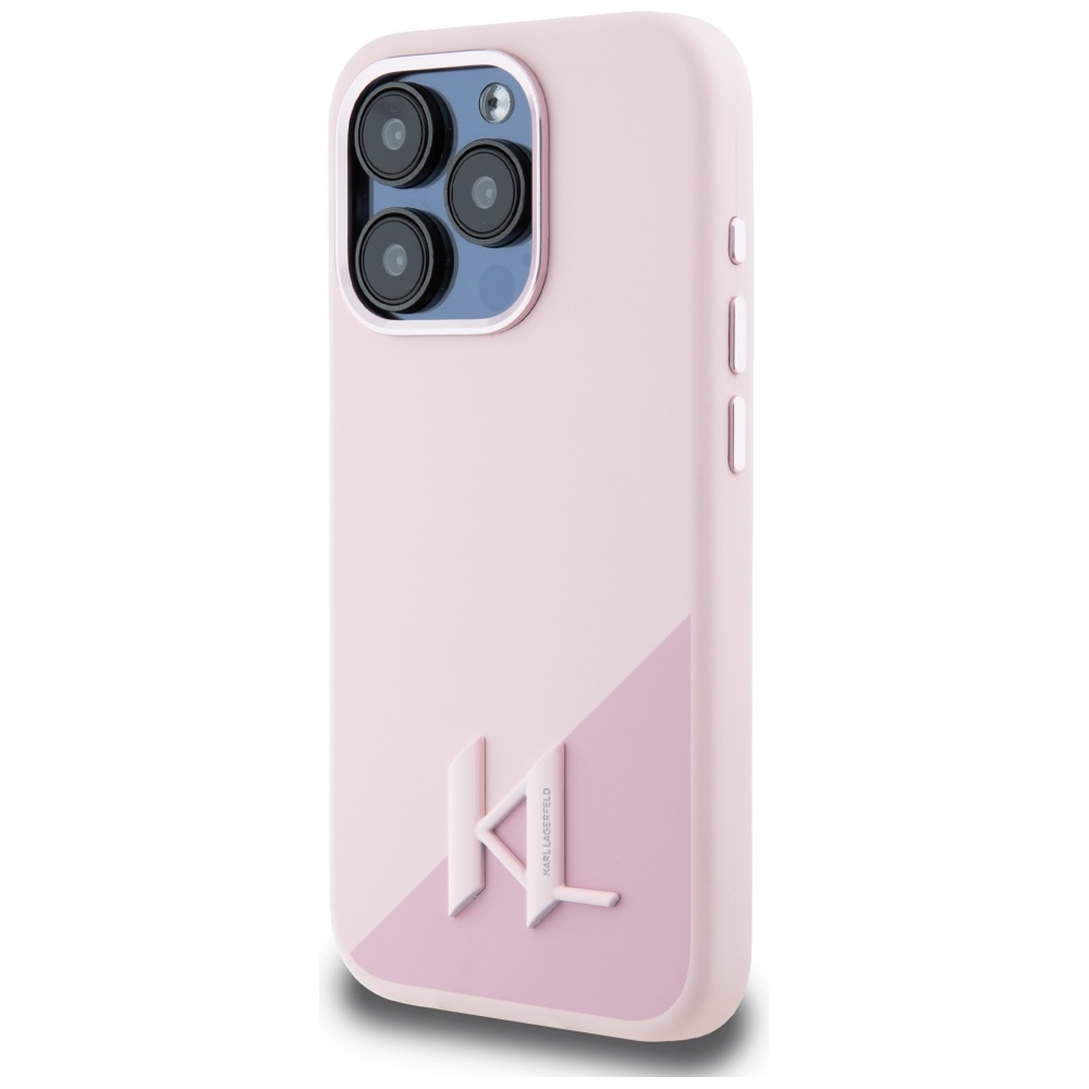 iTok webáruház - Karl Lagerfeld Karl Lagerfeld Silicone Shadow Metal Initial MagSafe tok iPhone 15 Pro Max készülékhez – rózsaszín 2 Karl Lagerfeld Silicone Shadow Metal Initial MagSafe Case for iPhone 15 Pro Max Pink