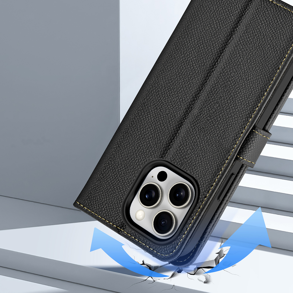iTok webáruház - Dux Ducis Dux Ducis Lawa bőr tok iPhone 15 Pro Max készülékhez (fekete) 8 Dux Ducis Lawa Leather Case for iPhone 15 Pro Max (fekete)