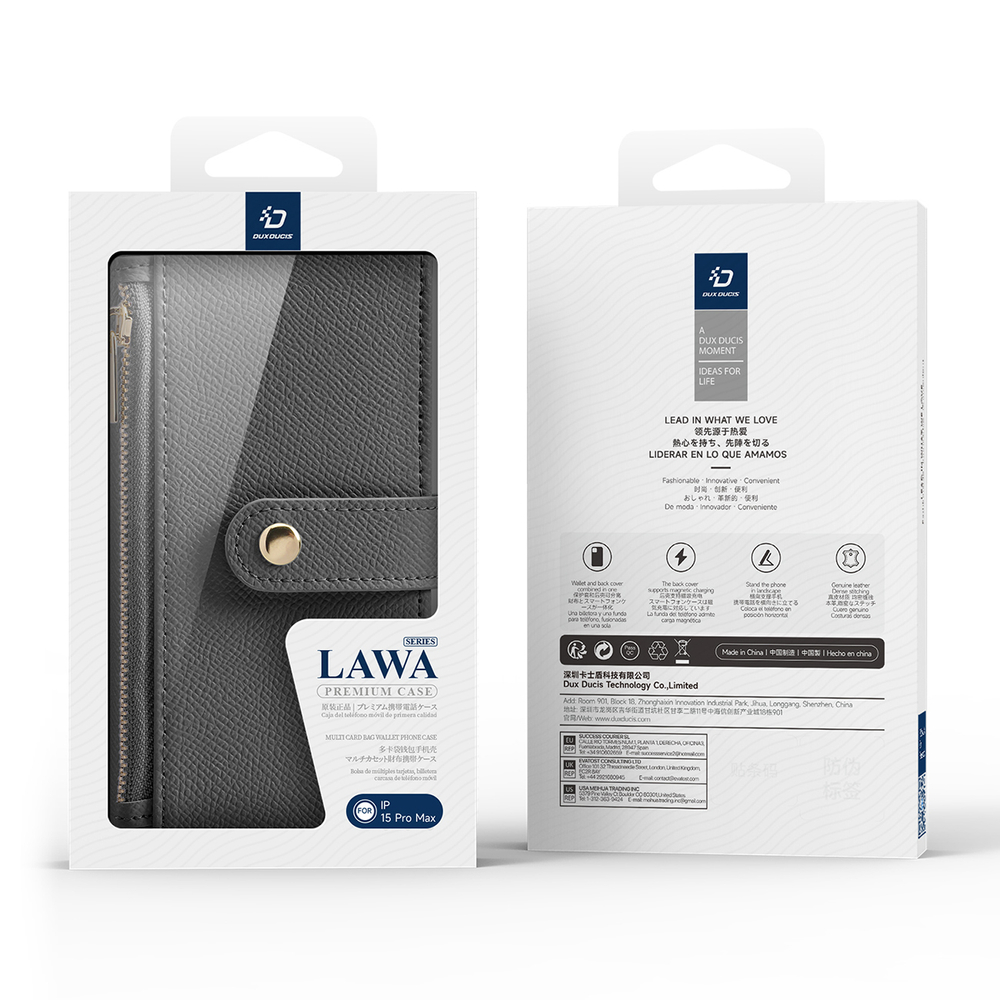 iTok webáruház - Dux Ducis Dux Ducis Lawa bőr tok iPhone 15 Pro Max készülékhez (szürke) 2 Dux Ducis Lawa Leather Case for iPhone 15 Pro Max (szürke)