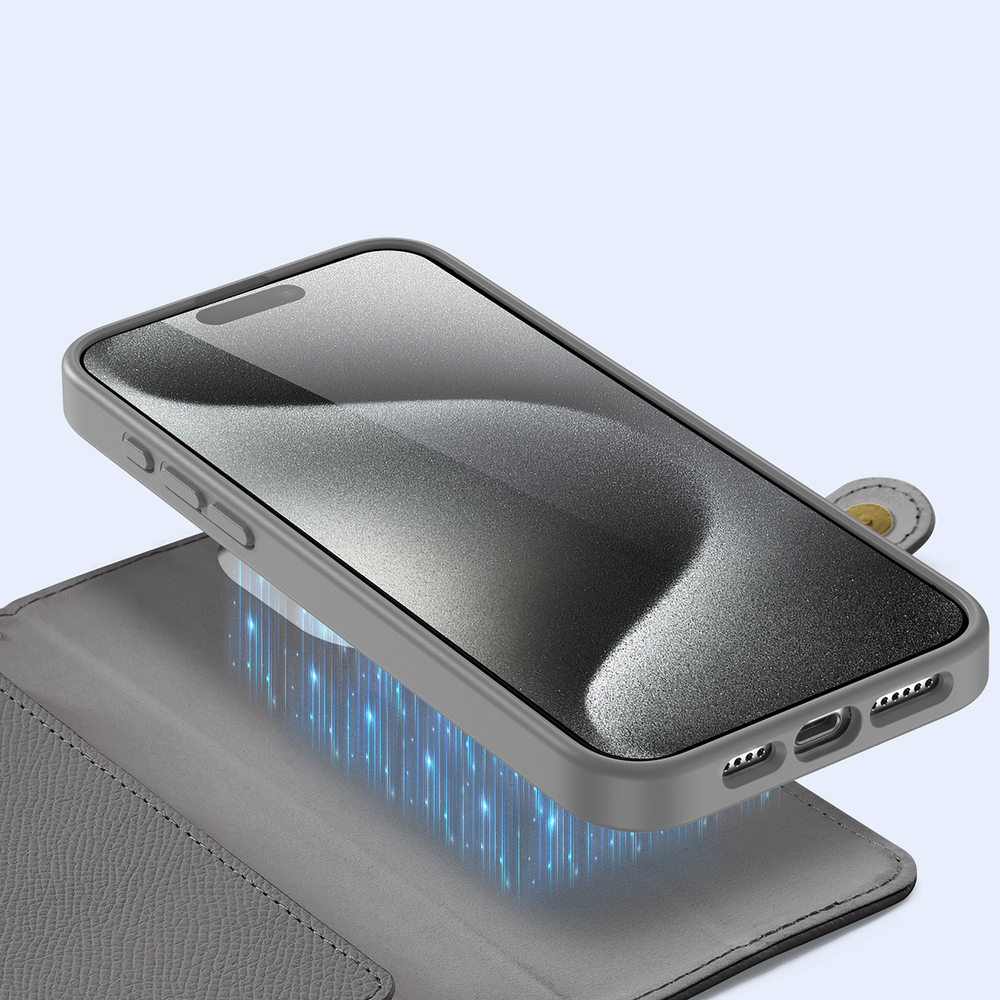 iTok webáruház - Dux Ducis Dux Ducis Lawa bőr tok iPhone 15 Pro Max készülékhez (szürke) 6 Dux Ducis Lawa Leather Case for iPhone 15 Pro Max (szürke)
