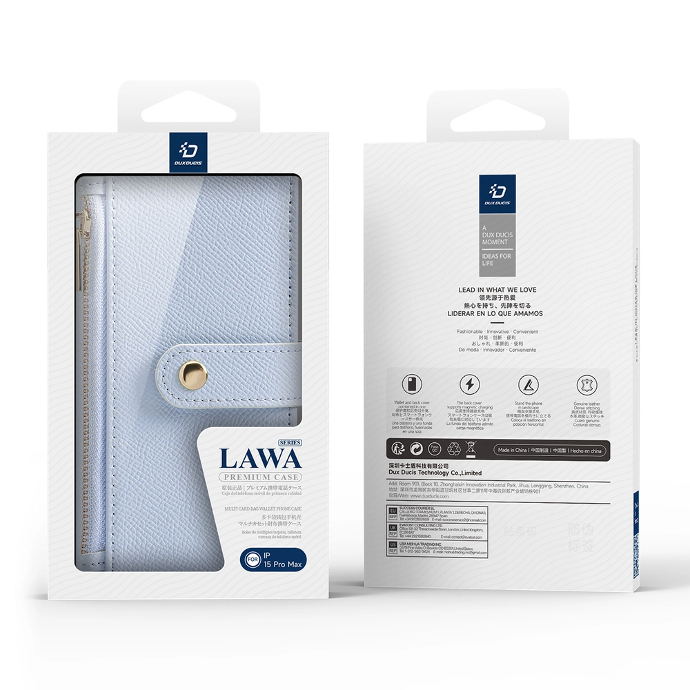 iTok webáruház - Dux Ducis Dux Ducis Lawa bőr tok iPhone 15 Pro Max készülékhez (kék) 3 Dux Ducis Lawa Leather Case for iPhone 15 Pro Max (kék)