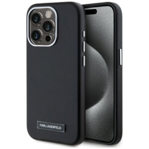 Karl Lagerfeld FW Metal Plate MagSafe tok iPhone 15 Pro Max készülékhez (fekete)