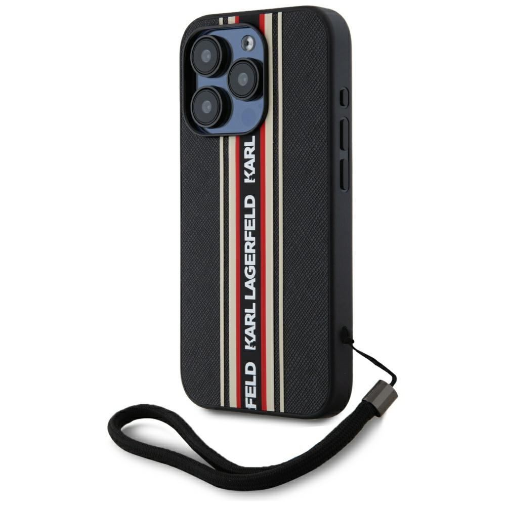 iTok webáruház - Karl Lagerfeld Karl Lagerfeld Saffiano Athleisure Stripes Cord tok iPhone 15 Pro Max készülékhez (piros) 1 Karl Lagerfeld Saffiano Athleisure Stripes Cord iPhone 15 Pro Max Case (piros)